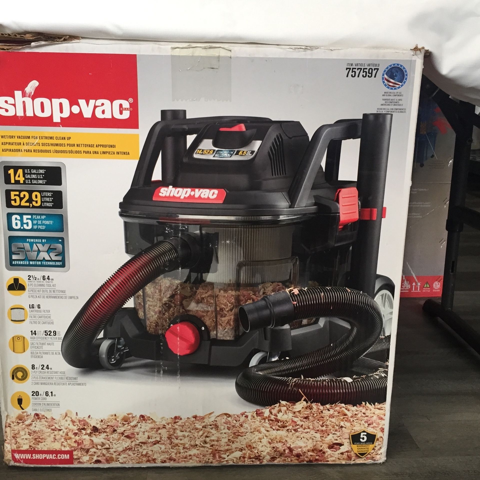 Shop.vac 14gls. 6.5hp Vacuum Clear Tub