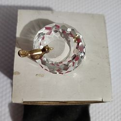 New Crystal Bird Bath Gold Tipped