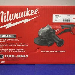 Milwaukee 2686-20 M18 18V Brushless Cordless 4-1/2" /5" Grinder w/Paddle Switch (Tool-Only). NEW