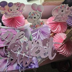Baby Girl Baby Shower Decorations- Elephant 