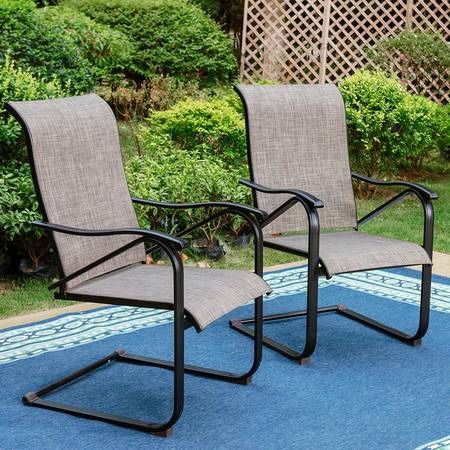 PHI-VILLA C- Spring Textilene Patio Dining Chairs Set Of 2