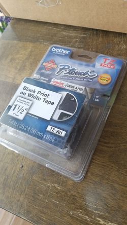 Brother TZ-261 36mm wide Black on White Tape