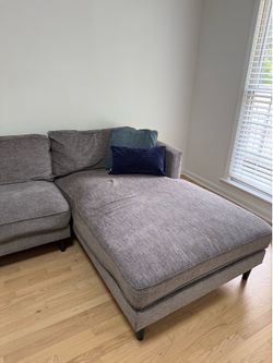 Grey Fabric Sectional Sofa with Left Chaise