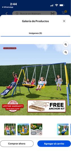 Sportspower Super Flyer Swing Set with 2 Flying Companions, Saucer-Style Swing, 2 Swings, Lifetime Warranty on Slide and Additional Anchor Kit for Chi