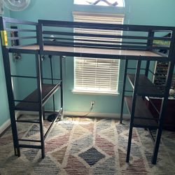 Sturdy Metal Loft Bed — Twin Size