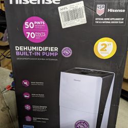 50-Pint dehumidifier W/ Built-in Pump Barely Used  Hisense