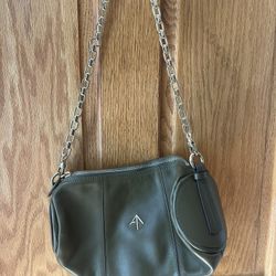 MANU Atelier Olive Green Leather Shoulder Bag
