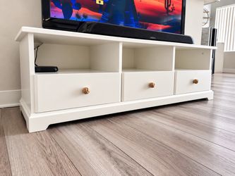 White TV Stand / Media Console with 3 Drawers