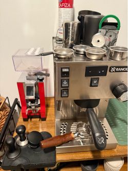 High-end barista set: Rancilio Silvia Pro espresso machine + Eureka Mignon Specialita + accessories