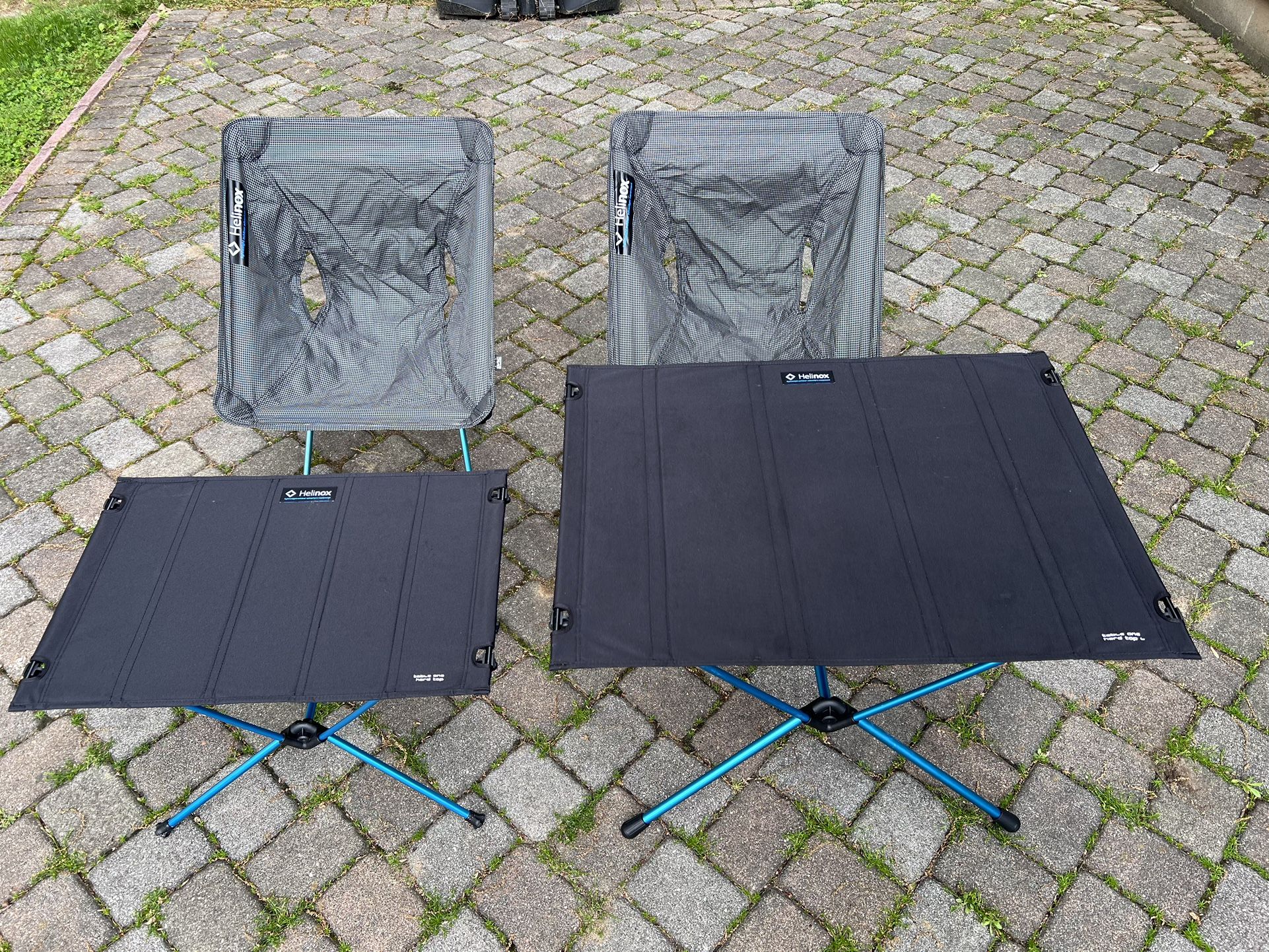 2 Helinox Zero Chairs And 2 Helinox Tables One Hard Top