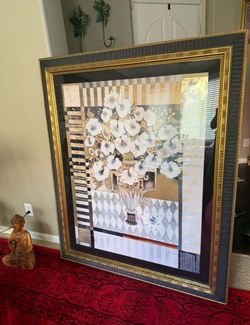 Large Framed Floral Art Print handmade