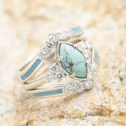 3 Layer Turqouise W/ Moissanite Ring
