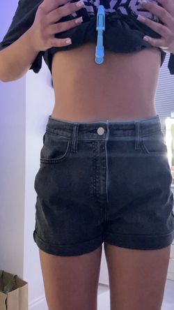 black denim shorts