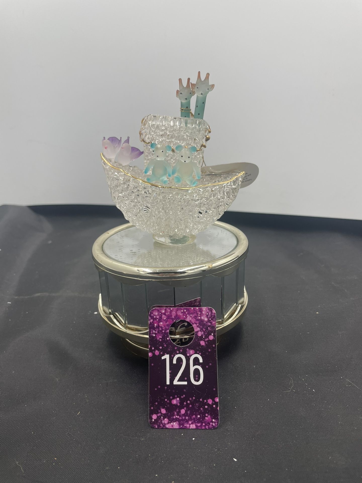 If Hand Sculpted Glass Noah Ark 22kt Gold Trim