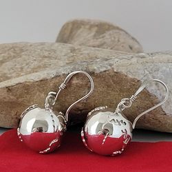 ❤️925 Vintage Sterling Silver World Globe Ringing Design Earrings!/ Aretes de Plata Esterlina de Globo Terráqueo! 👌🎁Post Tags: Aretes de Plata