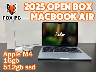 💻2025 OPEN BOX APPLE MACBOOK AIR 13.6” 💻|SKY BLUE | 16GB RAM | 512GB SSD | M4 CHIP | 2560 X 1664 | Model A3240 | MC6U4LL/A | FINANCING AVAILABLE | 