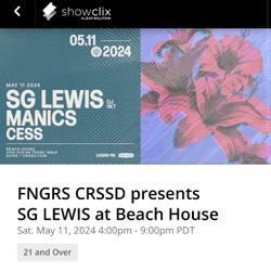 SG Lewis tickets 5/11 at Beach House
