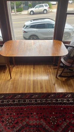 Mid-Century Wood Dining Table with Leaf