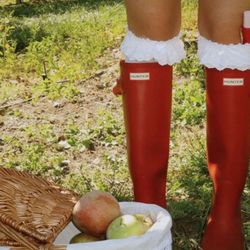Hunter Red Natural Rubber Waterproof Wellies
