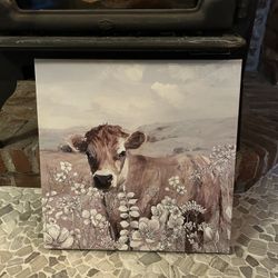 Canvas Cow Painting 