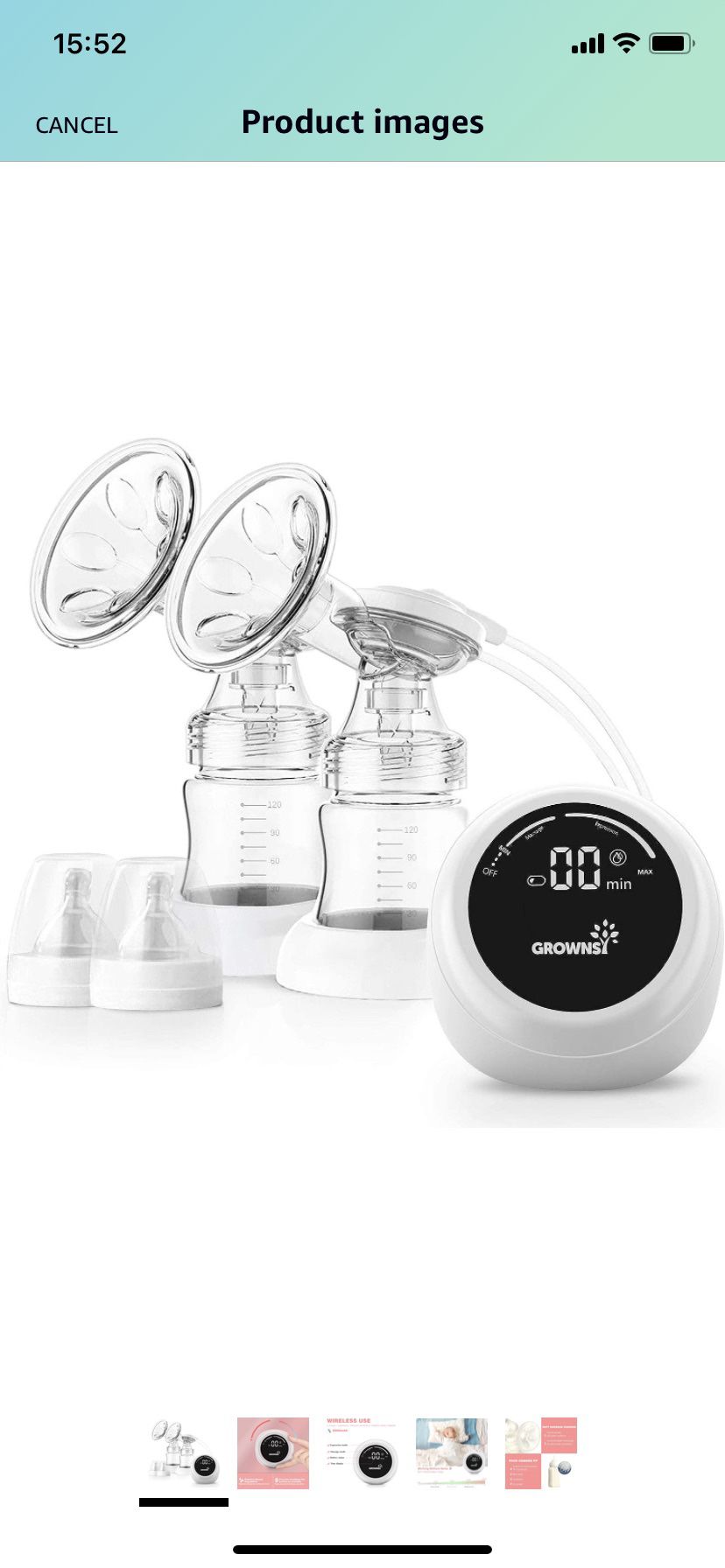Double Electric Breast Pump Breast Feeding Pain Free Stepless knob LED HD Display, Strong Suction Power, Rechargeable, BPA Free, Quiet