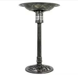 Beacon Point Solar Lighted Bird Bath in Brushed Bronze