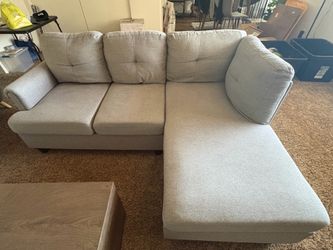 Light grey sofa with chaise (sectional)