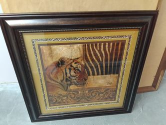 Tiger wall art print new wooden glass picture photo