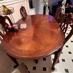 Used Solid Wood Table With 5 Chairs