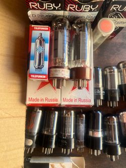 Vintage & Modern Audio Vacuum Tube Lot - Telefunken, Gold Lion, Ruby EL34, Tung-Sol & More