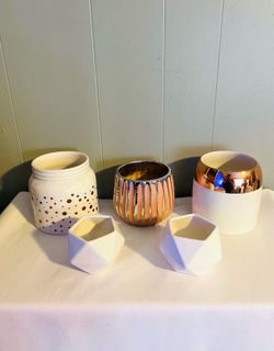 White RoseGold Plant Pots Lot of 5