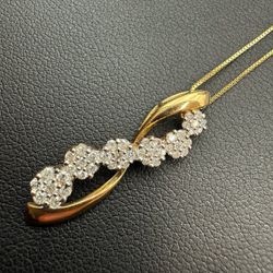 10k solid yellow gold Necklace chain with infinity pendant 19” 0.7mm mm 1.9 grams 0.8CTW