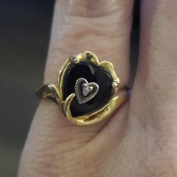 Gold Ring NOT Plated With Small Diamond Size 6