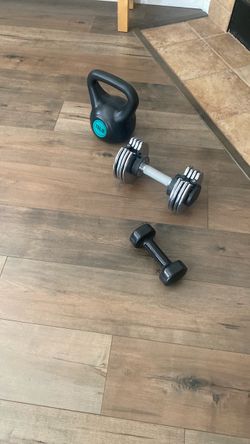 15  kettlebell and Dumbbell 45 lbs  and 10 LBS  weight s