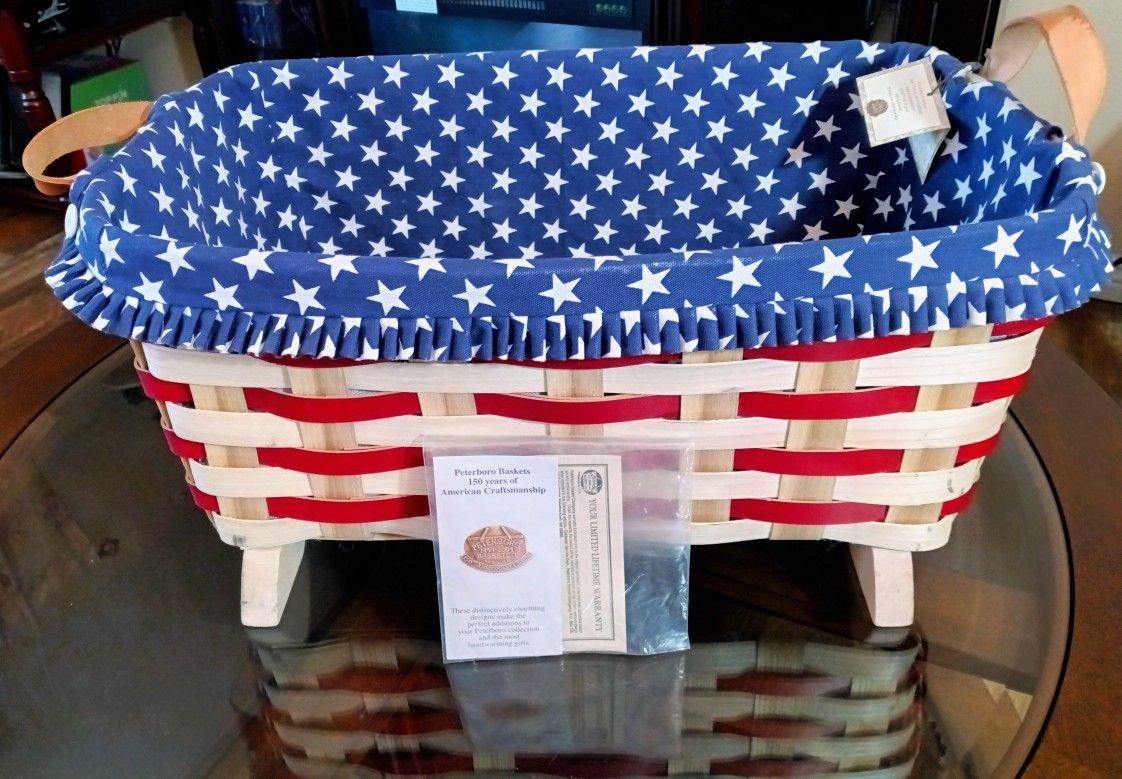 Large, Beautiful, Authentic Retired Peterboro Basket & Liner