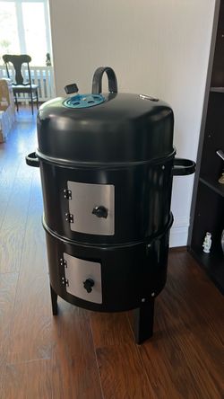 Black Vertical 4 in 1 Charcoal Smoker Grill