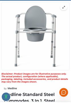 BRAND NEW - Medline Standard Steel Commodes 3 In 1