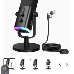 New in box FIFINE AmpliGame AM8 USB/XLR Dynamic Microphone with RGB, AM8S