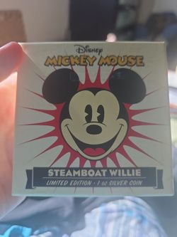 Mickey Mouse Steamboat Willie limited edition 1oz Silver Coin