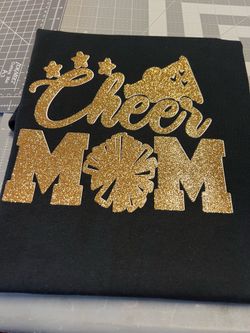Black and Gold Cheer Mom T shirt