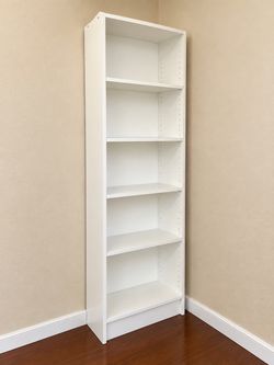 White Slim 6-Shelf Tall Bookcase / Bookshelf