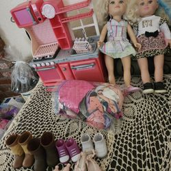 Dolls Kitchen Clothes Shoes And Bunk Bed 