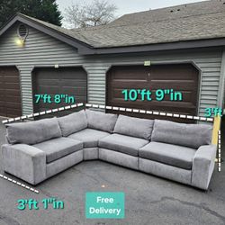 Free Delivery | Gray Porter Designs Clayton 4 Piece Modular Sectional Sofa / Couch 