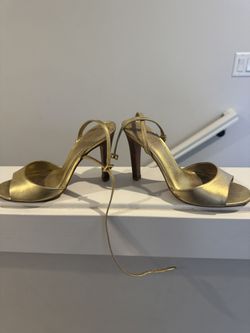 Tory Burch Metallic Gold Strappy Heels – Designer Evening Sandals