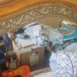 Mirror And Bed Frame And TV 40' And Night Stands