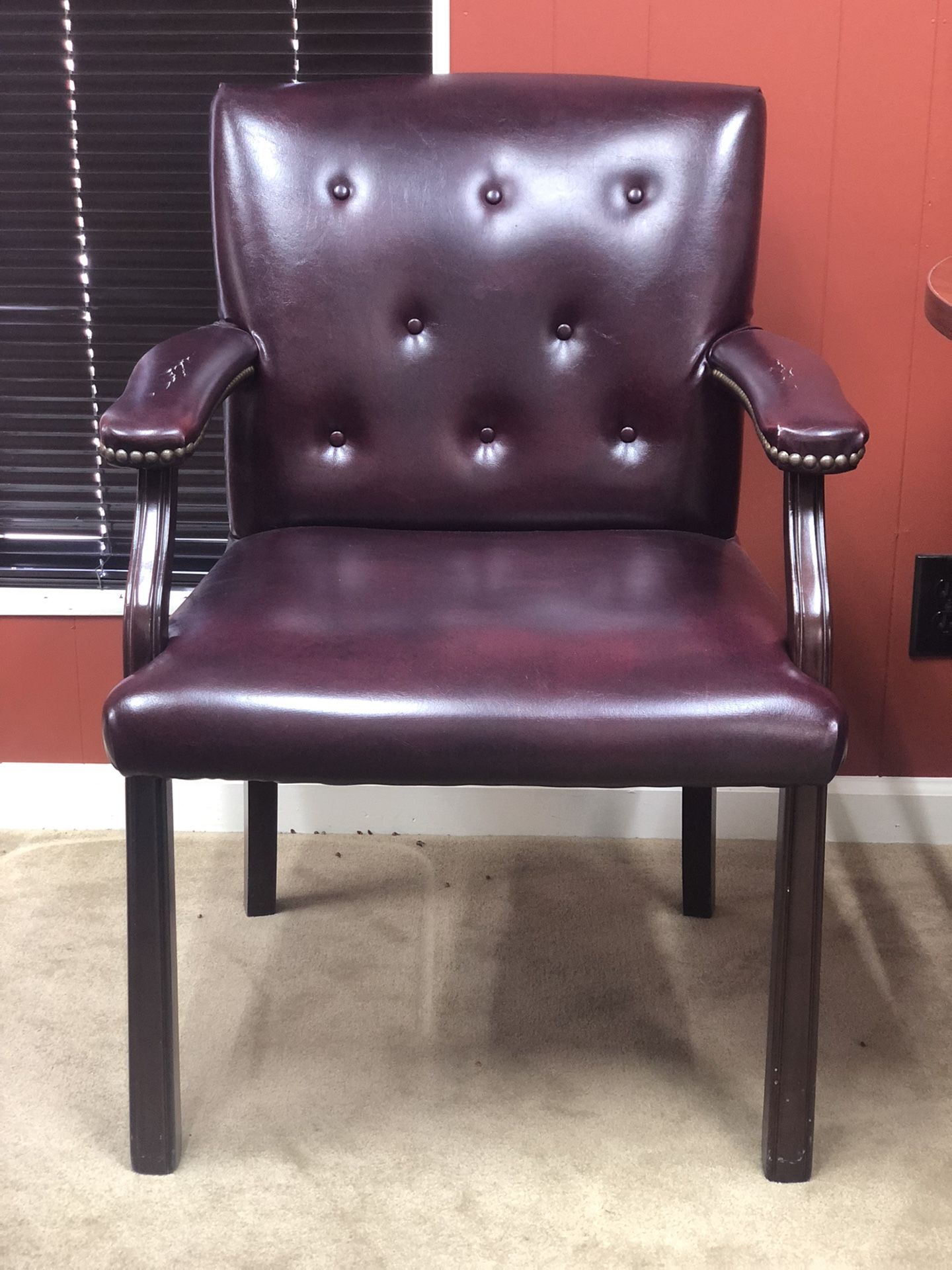 Chair, Leather, Burgundy 