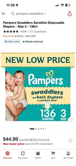 Pampers swaddlers size 3