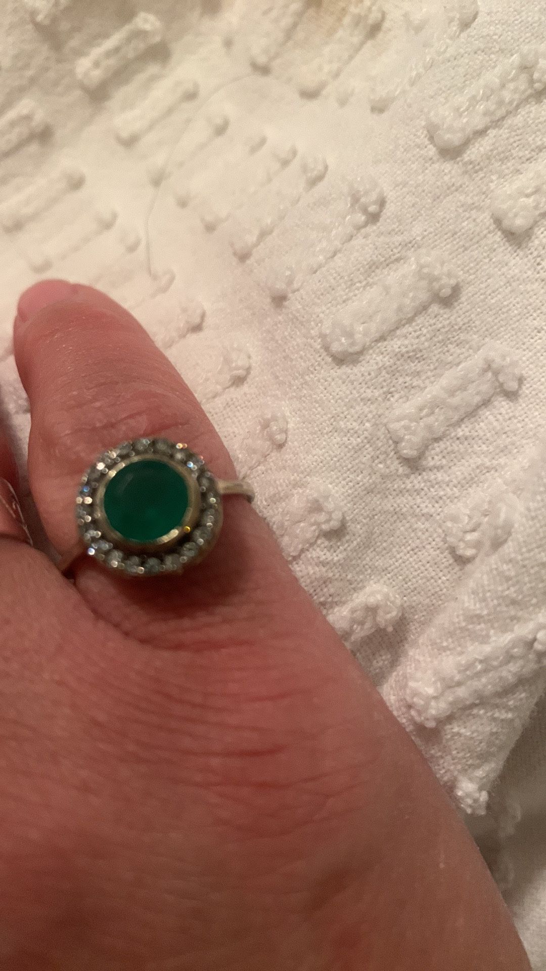 Stella & Dot Green Stone With Cz Cocktail Ring