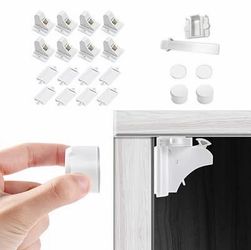 Vmaisi Adhesive Magnetic Cabinet Locks For Babies (8 Locks And 2 Keys)