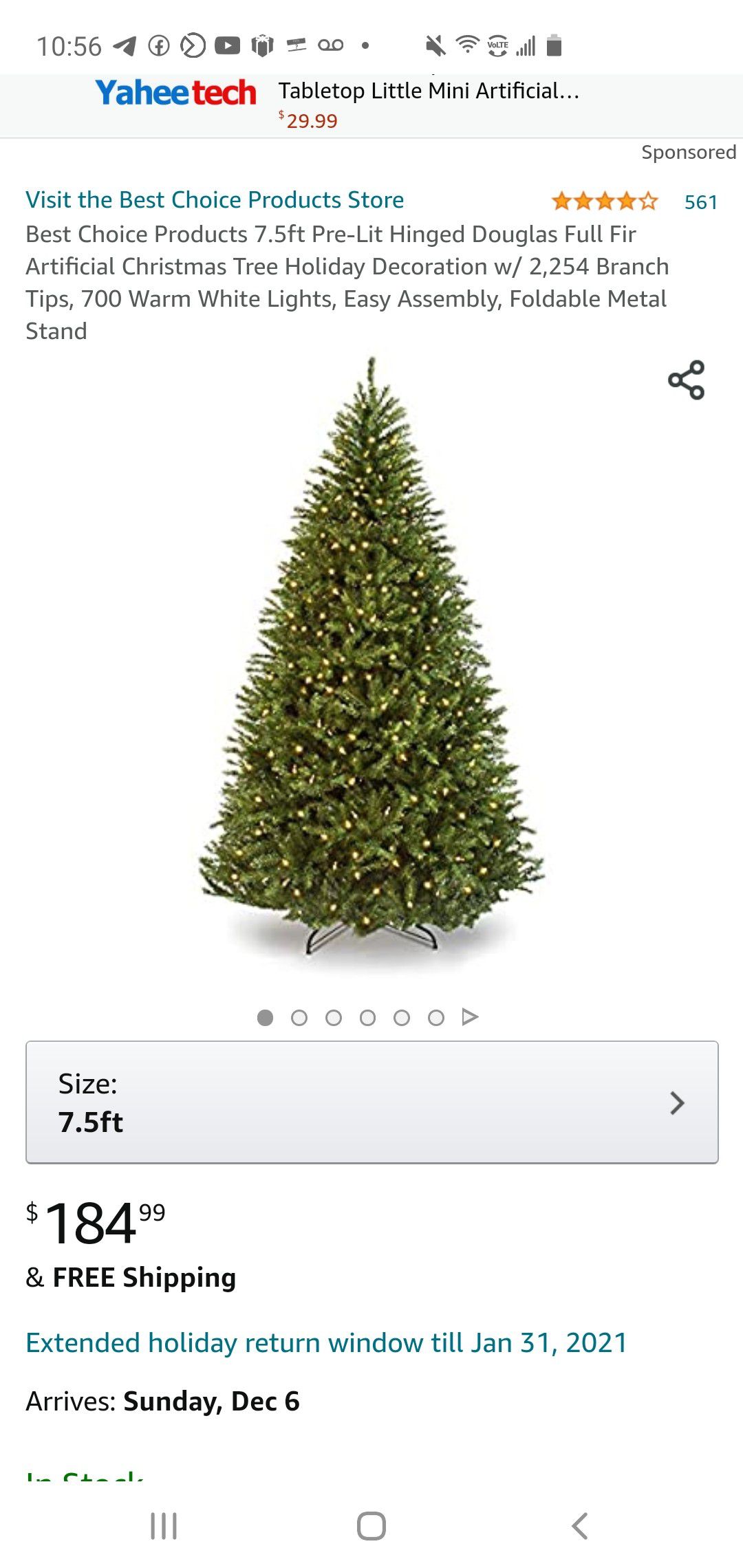 Best Choice Products 7.5ft Pre-Lit Hinged Douglas Full Fir Artificial Christmas Tree Holiday Decoration w/ 2,254 Branch Tips, 700